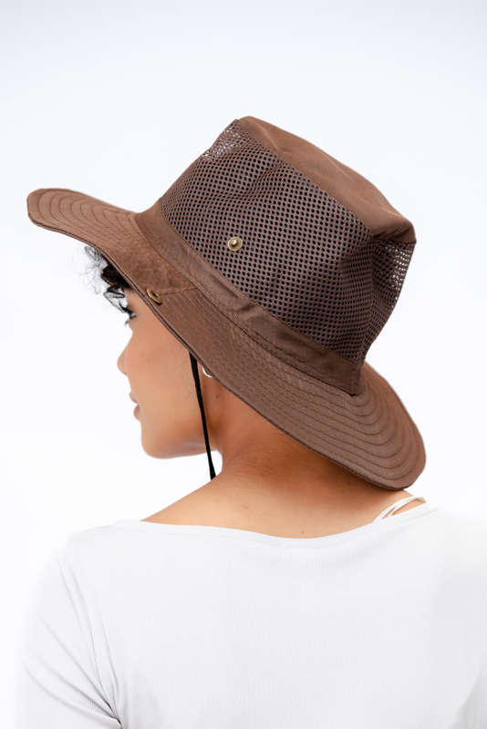 Adrian Summer Sun Beach Hat With Drawstring Brown
