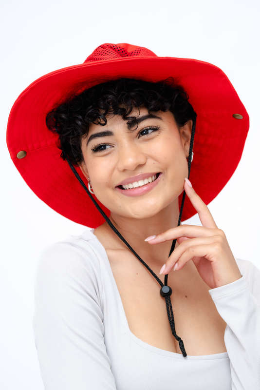 Adrian Summer Sun Beach Hat With Drawstring Red