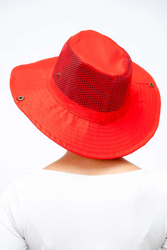 Adrian Summer Sun Beach Hat With Drawstring Red