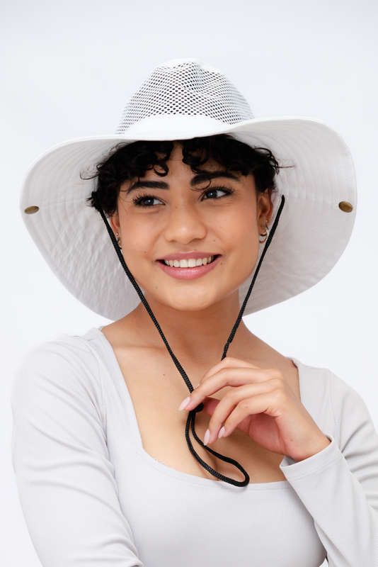 Adrian Summer Sun Beach Hat With Drawstring White