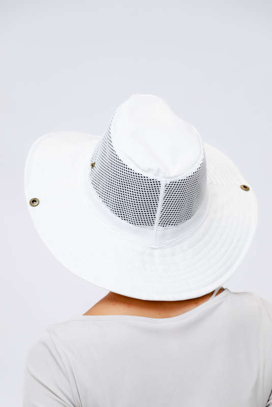 Adrian Summer Sun Beach Hat With Drawstring White