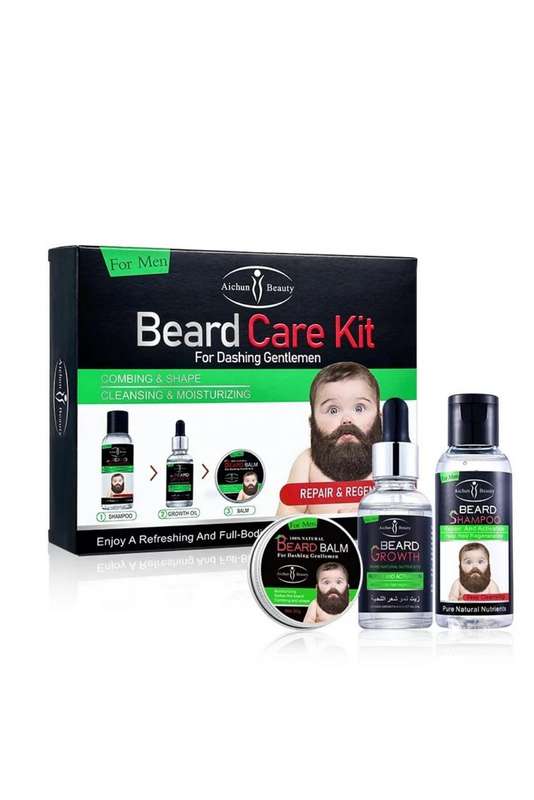 Beard Grooming Care Kit - Shampoo, Balm & Growth Oil