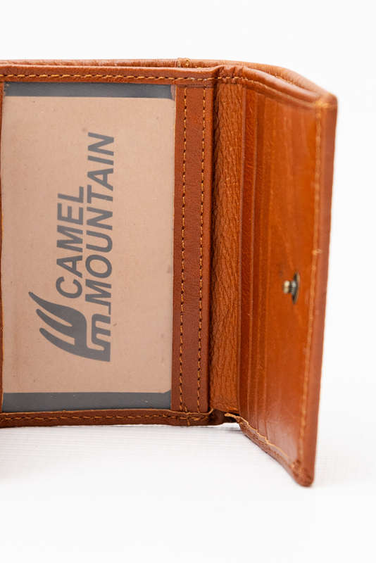 Camel Mountain Genuine Leather Bi-Fold Wallet Tan
