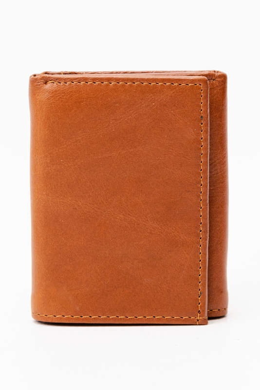 Camel Mountain Genuine Leather Bi-Fold Wallet Tan