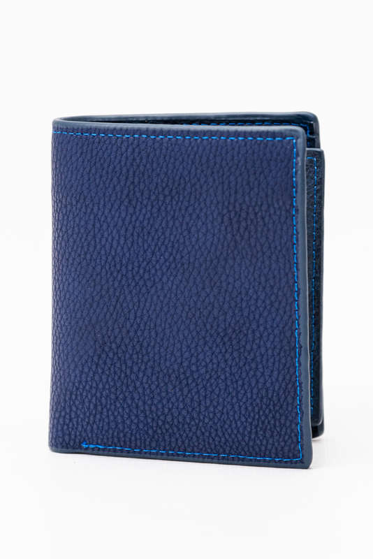 Camel Mountain Leather Bi-Fold Wallet Navy