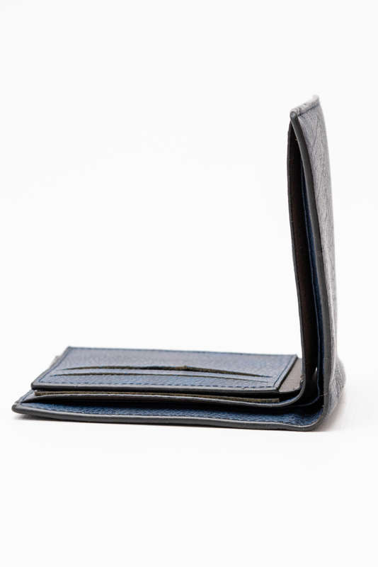 Camel Mountain Leather Bi-Fold Wallet Navy