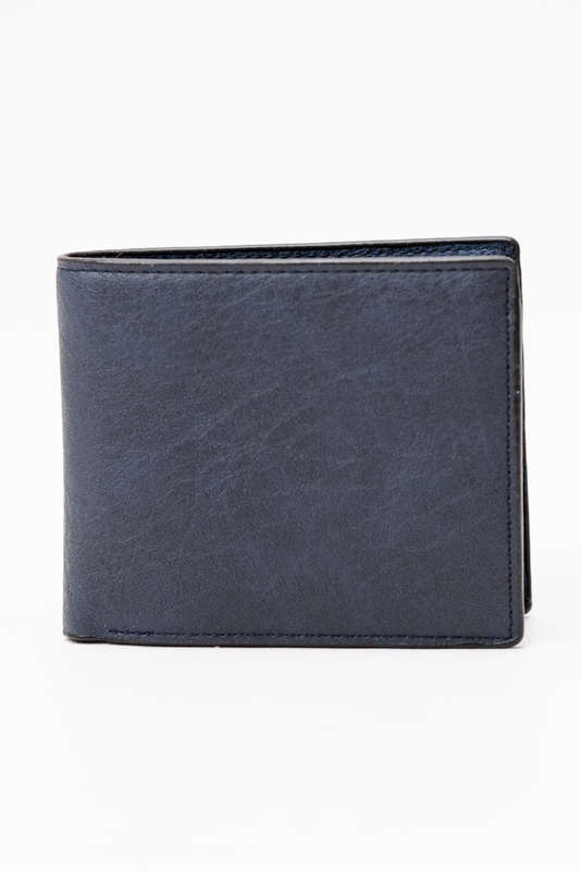 Camel Mountain Leather Bi-Fold Wallet Navy