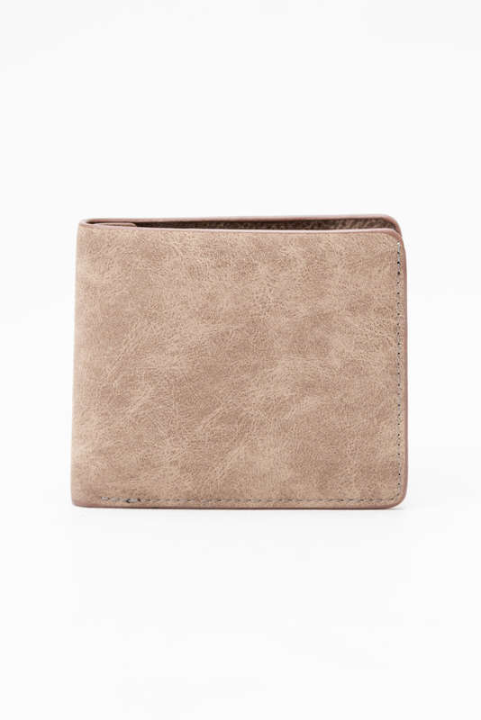 Camel Mountain Leather Bi-Fold Wallet Grey