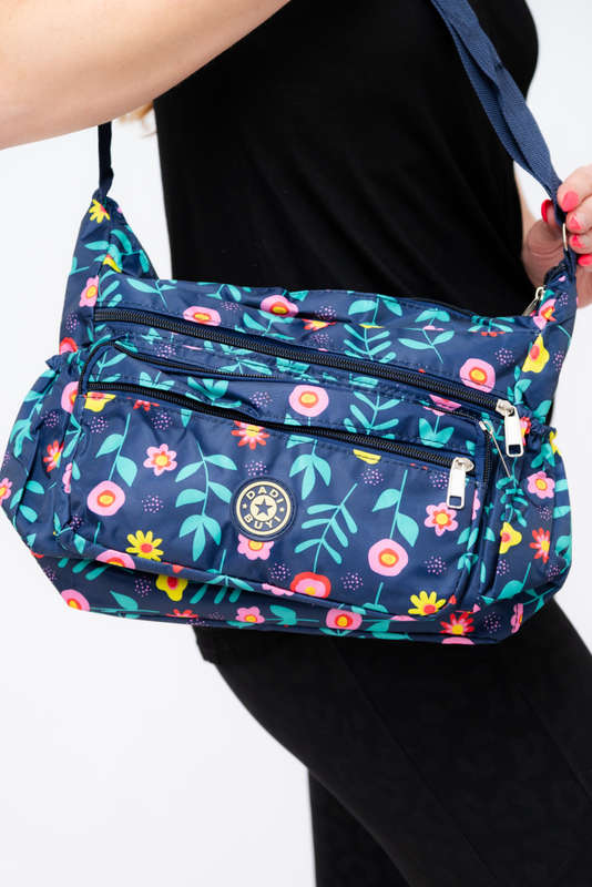 Floral Pattern Crossbody Sling Shoulder Summer Bag With Multiple Pockets