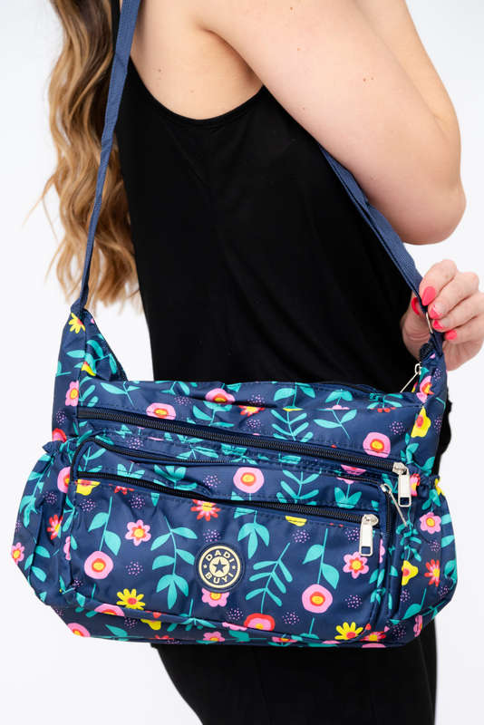 Floral Pattern Crossbody Sling Shoulder Summer Bag With Multiple Pockets