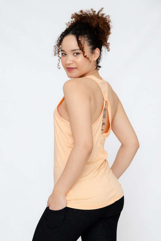 Ladies Racerback Slim Fit Sports T-Shirt Fitness Cami Vest Tank Top Peach