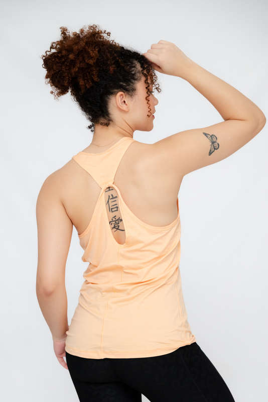 Ladies Racerback Slim Fit Sports T-Shirt Fitness Cami Vest Tank Top Peach