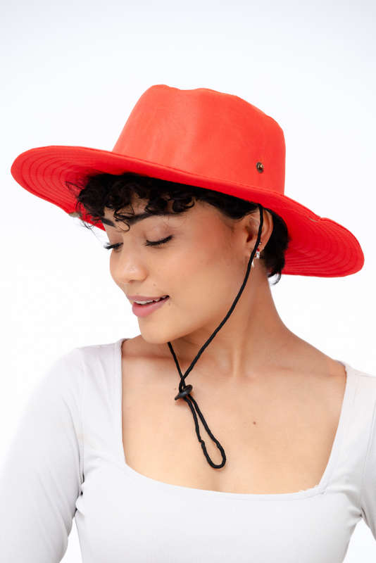 Logan Summer Sun Beach Hat With Drawstring Red