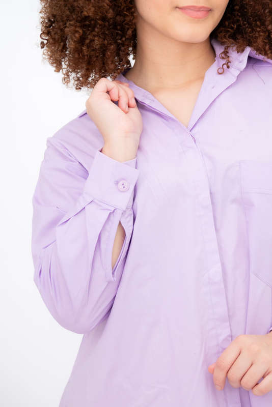 Oversized Button Up Collared Neck Long Sleeve Shirt Dress