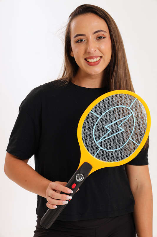 Rechargeable Electric Mosquito Zapper Racket With Led Light