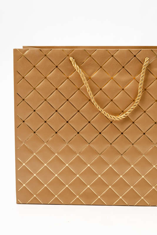 Senza Luxury Gift Bag Embossed With Handles Gold 320mm X 260mm