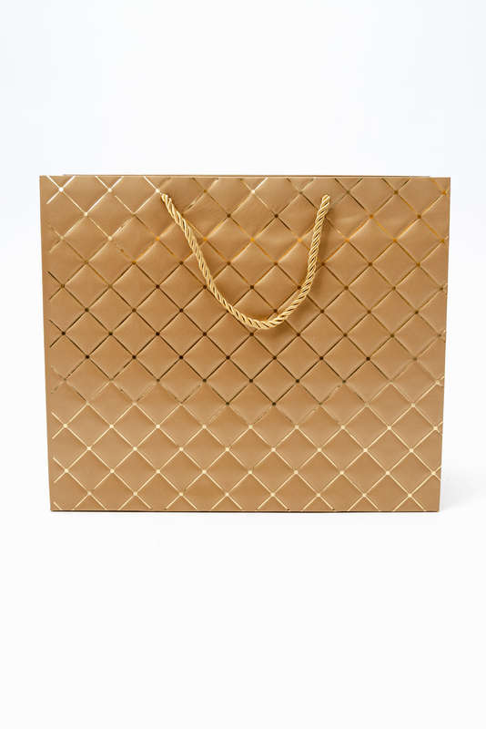 Senza Luxury Gift Bag Embossed With Handles Gold 320mm X 260mm