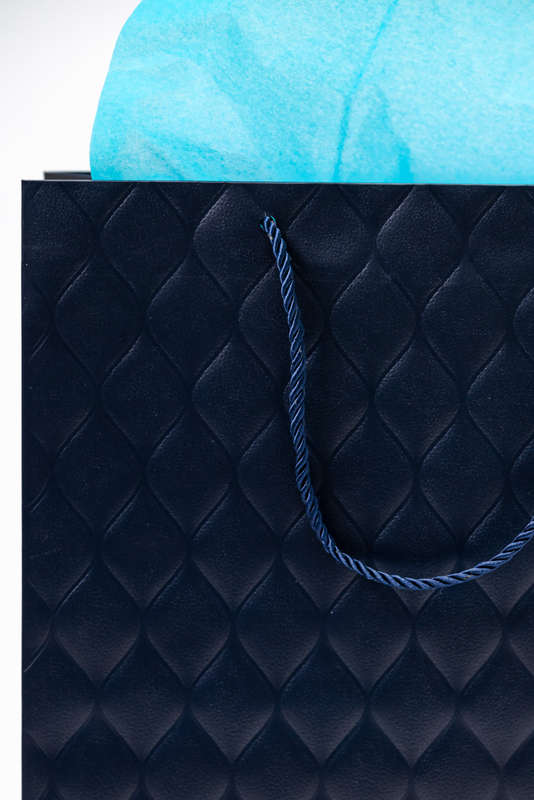 Senza Luxury Gift Bag Embossed With Handles Navy & Gold 420mm X 310mm