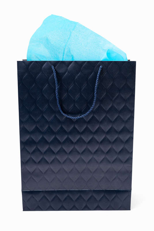 Senza Luxury Gift Bag Embossed With Handles Navy & Gold 420mm X 310mm