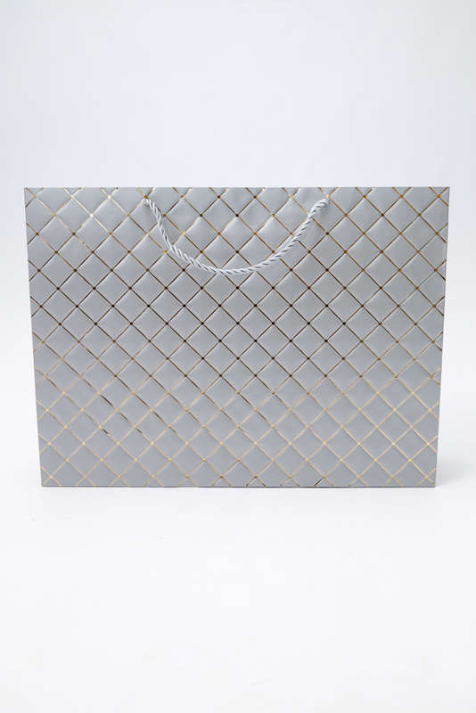 Senza Luxury Gift Bag Embossed With Handles Silver & Gold 420mm X 310mm