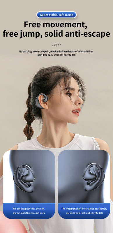 True Bone Conduction Earphone Bluetooth 5.3 HiFi Stereo Surround Deep Bass Waterproof LED Digital...