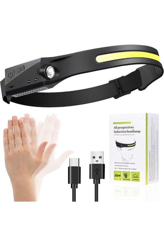 USB Rechargeable Waterproof Motion Sensor COB Headlamp with 5 Lighting Modes