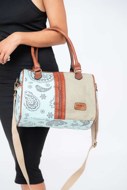 Vivace Canvas Leather Crossbody Sling Handbag