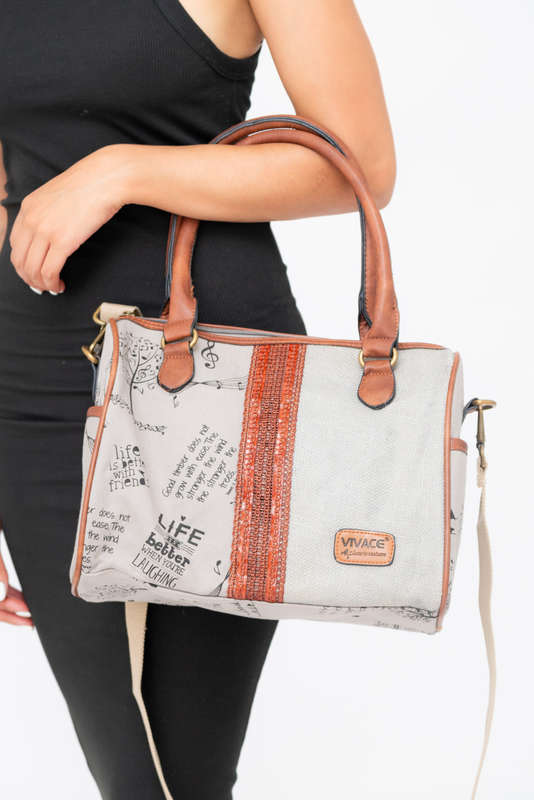 Vivace Canvas Leather Crossbody Sling Handbag