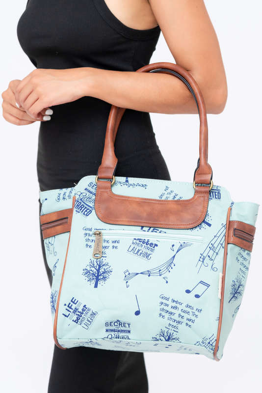 Vivace Printed Canvas Leather Tote Handbag