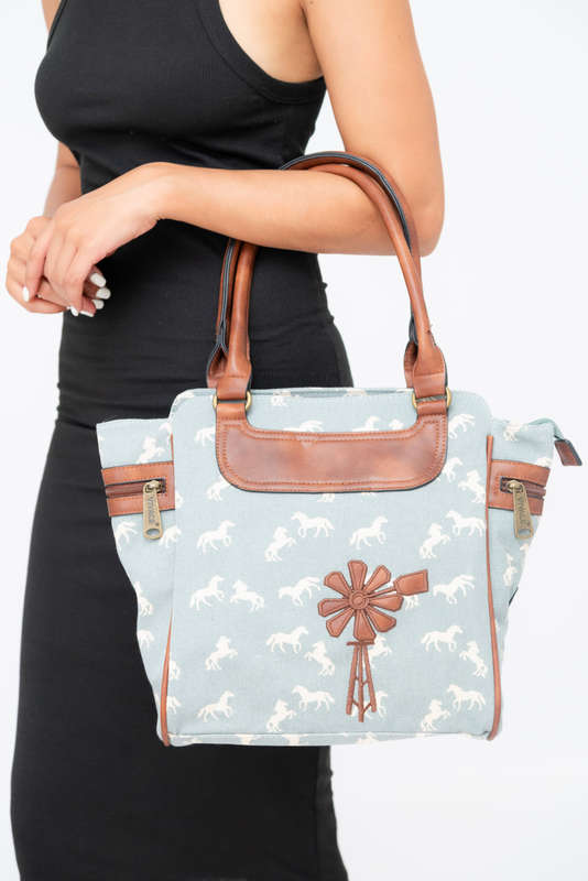 Vivace Printed Canvas Leather Tote Handbag