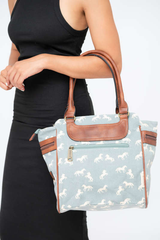 Vivace Printed Canvas Leather Tote Handbag