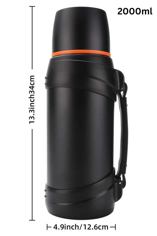 2000ml Large Stainless Steel Thermos Vacuum Travel Flask Pot For Hot & Cold Drinks