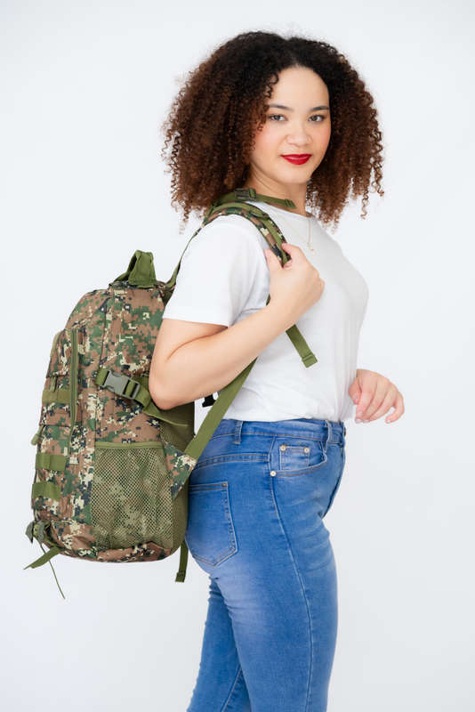 Senza® Camo Military Tactical Travel Backpack For School Camping &amp; Hiking With Multiple Pockets