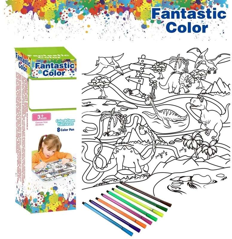 Colouring Canvas Set With 8 Markers 50cm X 50cm