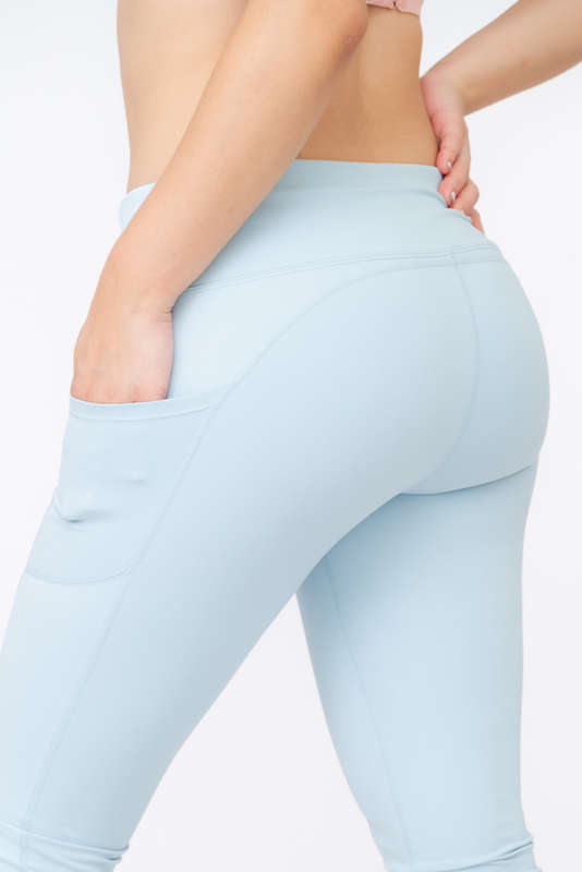 Ladies High Waisted 3/4 Performance Yoga Fitness Leggings With Pockets