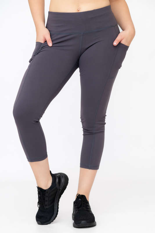 Ladies High Waisted 3/4 Performance Yoga Fitness Leggings With Pockets