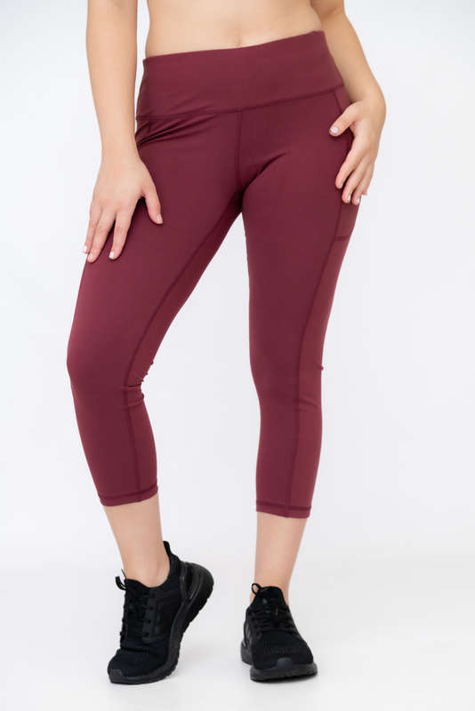 Ladies High Waisted 3/4 Performance Yoga Fitness Leggings With Pockets