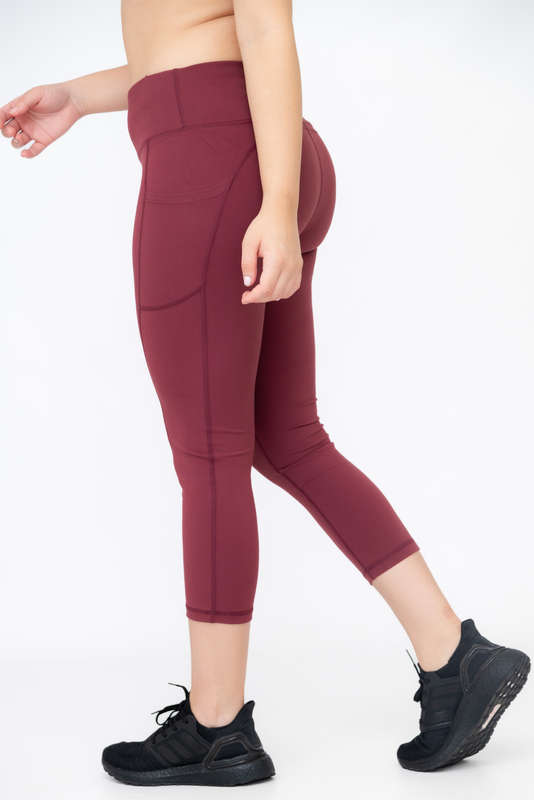 Ladies High Waisted 3/4 Performance Yoga Fitness Leggings With Pockets