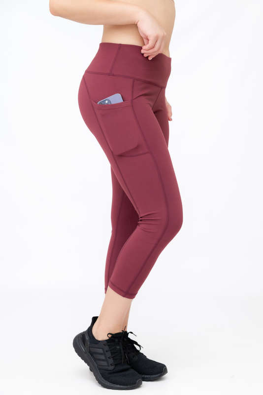 Ladies High Waisted 3/4 Performance Yoga Fitness Leggings With Pockets