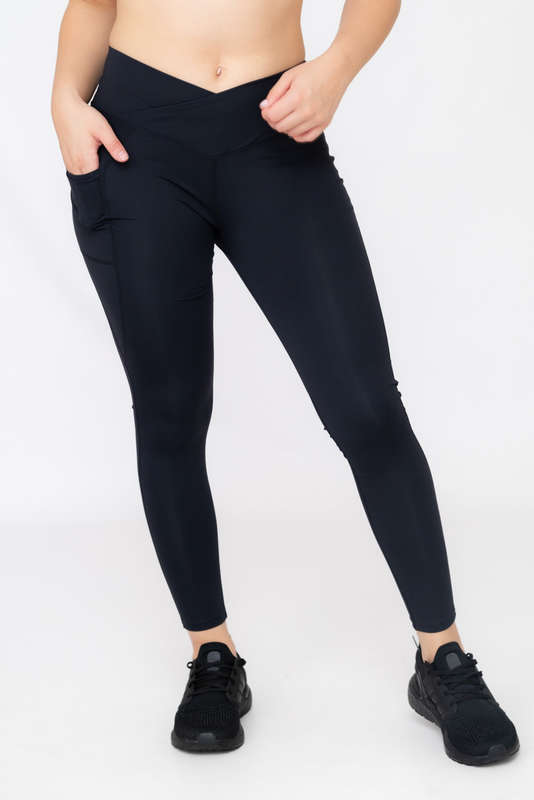 Ladies V Shaped High Waisted Performance Yoga Fitness Leggings With Pockets