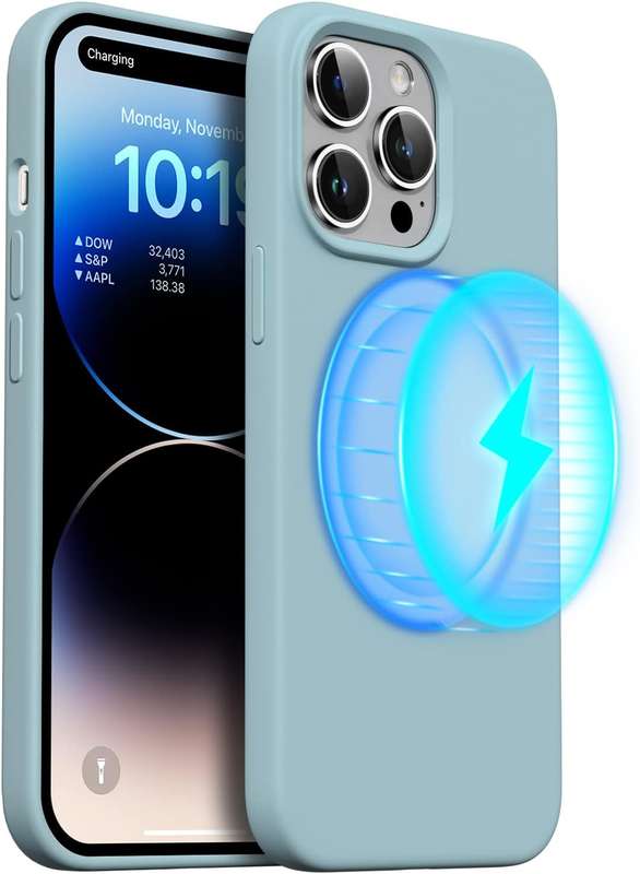 Magnetic Silicone iPhone Case MagSafe-Compatible Back Cover for Apple iPhone 13 Pro Max