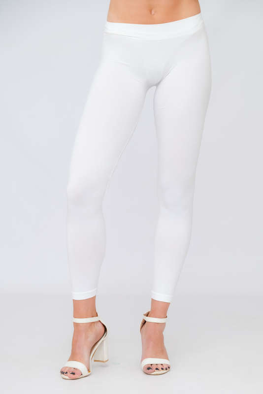 Senza Premium Nylon Spandex Solid Basic Waisted Leggings