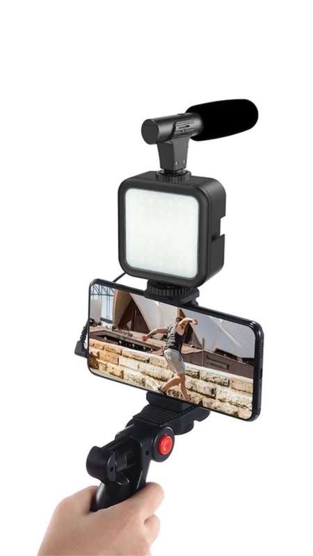 Vlogging Camera Kit With LED Light, Mic &amp; Phone Adaptors