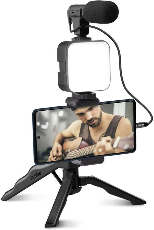 Vlogging Camera Kit With LED Light, Mic &amp; Phone Adaptors