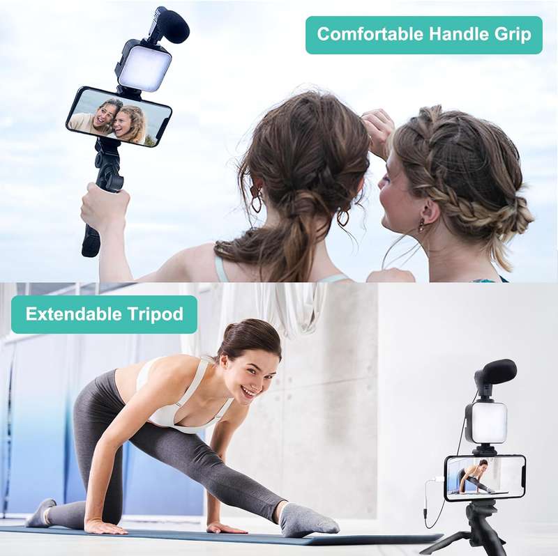 Vlogging Camera Kit With LED Light, Mic &amp; Phone Adaptors