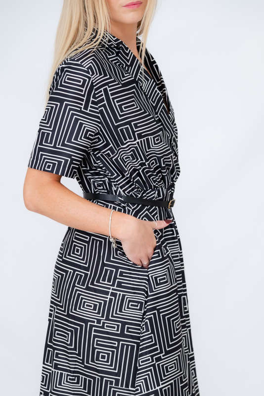 Xavia Short Belted Sleeve Maxi Dress With Pockets