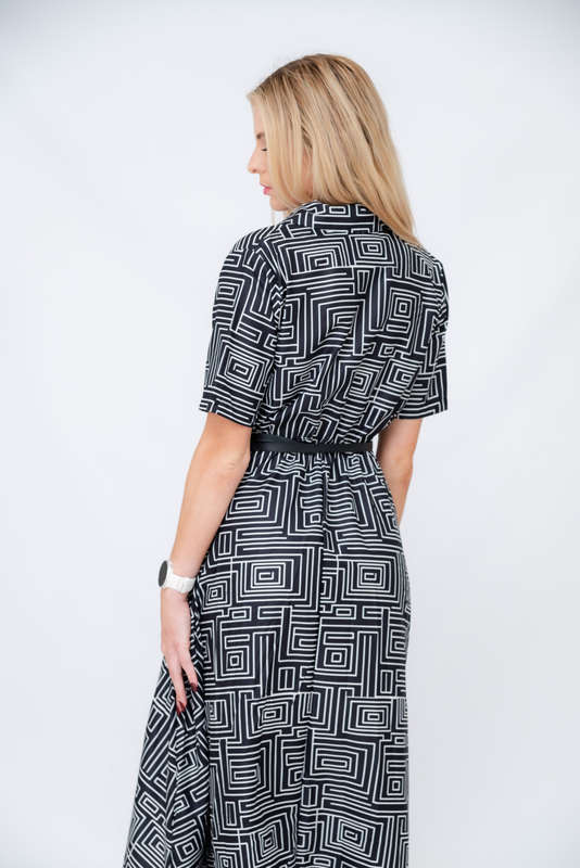 Xavia Short Belted Sleeve Maxi Dress With Pockets