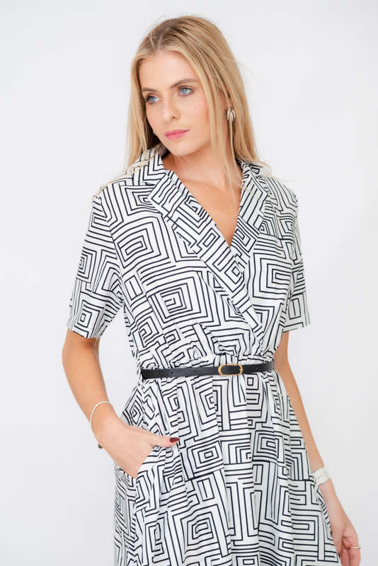 Xavia Short Belted Sleeve Maxi Dress With Pockets