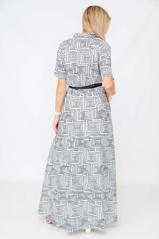 Xavia Short Belted Sleeve Maxi Dress With Pockets