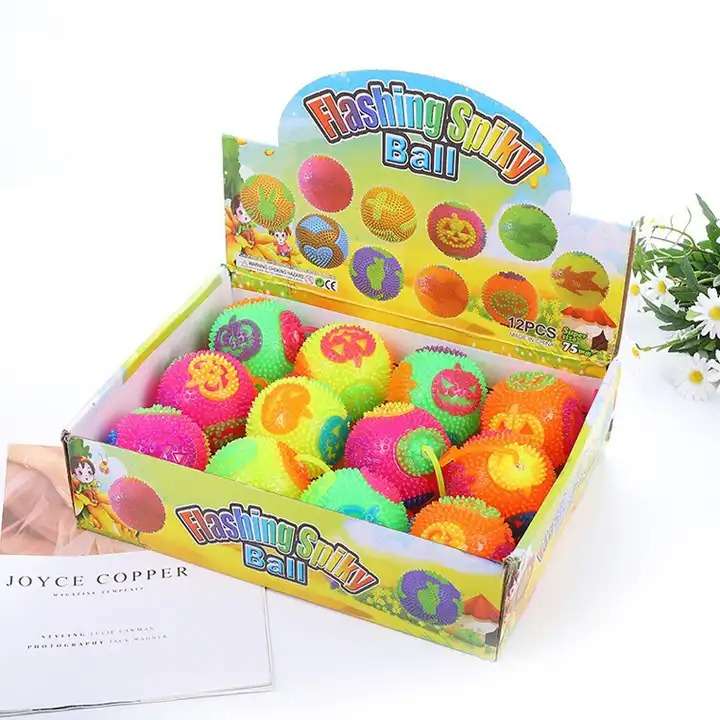4 Pack Sound Making Soft Squishy Puffer Spiky Ball